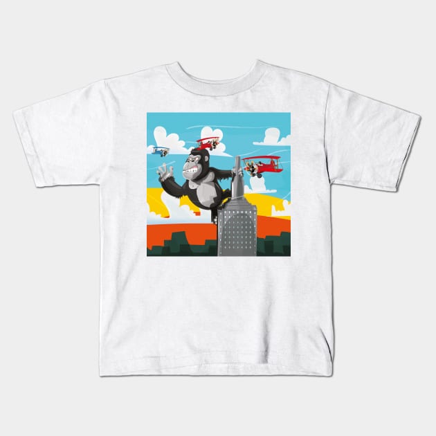 Giant Gorilla! Kids T-Shirt by nickemporium1